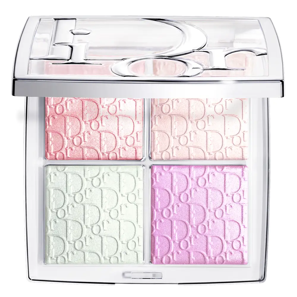Open Dior Backstage Glow Maximizer Palette 006 Icy Rosy Glow, with pink, pale cream, mint and lilac pans.